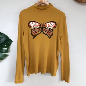 Dazey LA "Ban the Blind Eye" Mustard Mock Neck, L